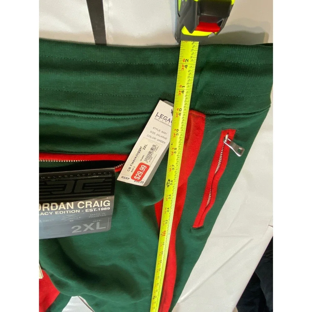 Jordan Craig Track Pants 2XL Green Red Stripe Joggers Zip Ankle Athletic - Picture 5 of 10
